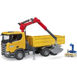 Bruder Scania Super 560R Baustellen-LKW mit Kran und 2 Paletten