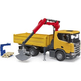 Bruder Scania Super 560R Baustellen-LKW mit Kran und 2 Paletten