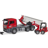 Bruder MAN TGS LKW mit Abrollcontainer und Schäffer Hoflader 2630