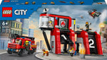 60414 Feuerwehrstation mit Drehleiterfahrzeug, Lego City, 843 Teile, ab 6 Jahren
