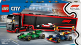 60445 F1 Transporter mit RB20 & AMR24 F1 Rennautos, Lego City, 1086 Teile, ab 8 Jahren