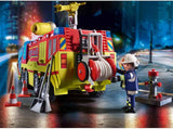 PLAYMOBIL City Action 70557 Feuerwehreinsatz mit Löschfahrzeug, Inkl. Licht- und Soundeffekt, Für Kinder von 4-10 Jahren