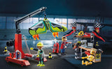 PLAYMOBIL Air Stuntshow 70834 Servicestation mit Kran, Spielzeug-Werkstatt für Flugzeuge, ab 5 Jahren