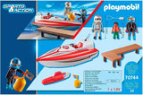 PLAYMOBIL Sports & Action 70744 Speedboot mit Unterwassermotor, Schwimmfähig, Ab 4 Jahren