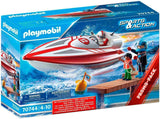 PLAYMOBIL Sports & Action 70744 Speedboot mit Unterwassermotor, Schwimmfähig, Ab 4 Jahren
