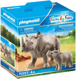 PLAYMOBIL 70357 Nashorn mit Baby, ab 4 Jahren