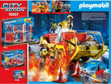 PLAYMOBIL City Action 70557 Feuerwehreinsatz mit Löschfahrzeug, Inkl. Licht- und Soundeffekt, Für Kinder von 4-10 Jahren