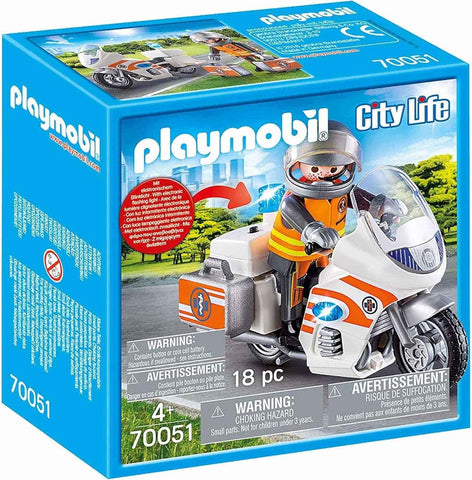 PLAYMOBIL City Life 70051 Notarzt-Motorrad mit Blinklicht, Ab 4 Jahren