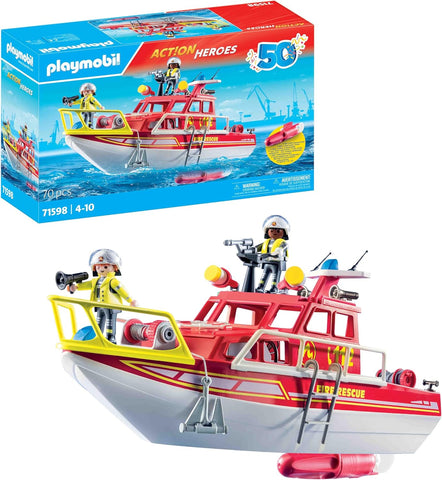 PLAYMOBIL Action Heroes 71598 Feuerlöschboot ab 4 Jahren