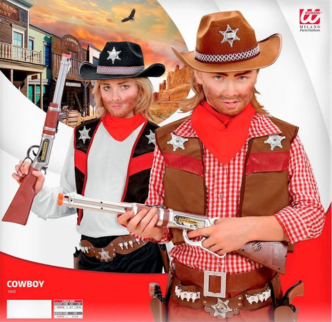 Kostüm Cowboy Gilet, schwarz Grösse 128 cm, 5-7 Jahre