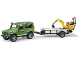 Bruder Land Rover Defender mit Anhänger, CAT und Mann